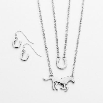 Wild Horses Run With Me Silver Tone Two Piece Necklace and Earrings.JPG